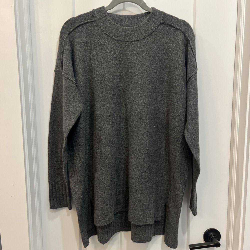 Free People Sweater Tunic Phoebe Oversize Soft Knit Pullover Jumper Gray Sz S